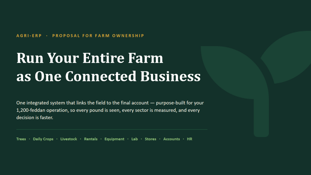 Agri-ERP — per-cost-center P&L for a 1,200-feddan farm — cover image