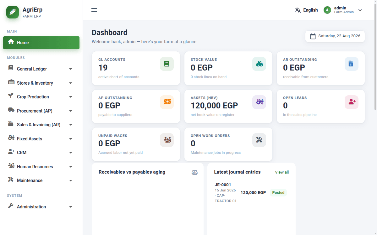 Agri-ERP — per-cost-center P&L for a 1,200-feddan farm — image 1 of 4