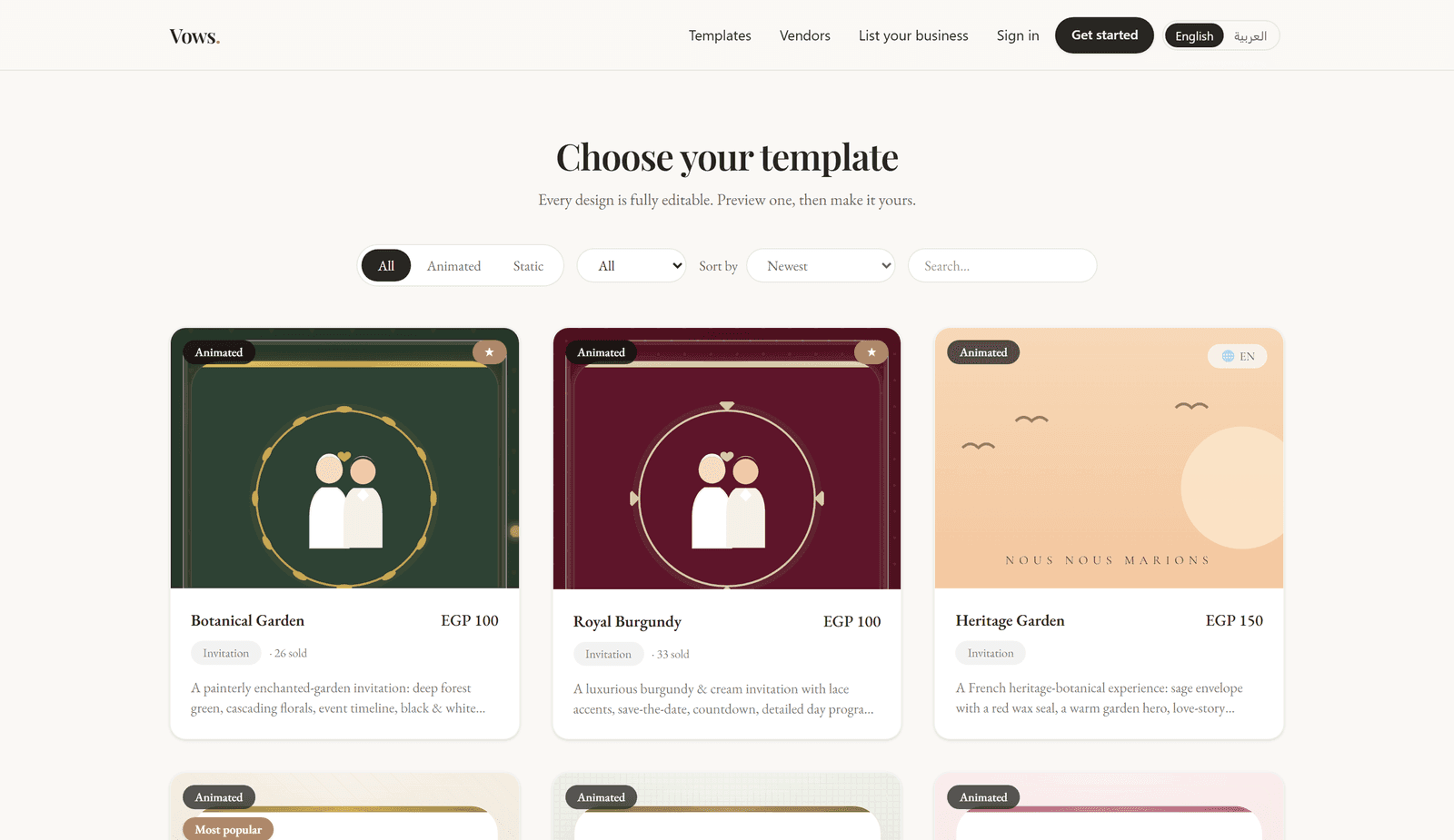 Vows — bilingual wedding invitations and vendor marketplace — cover image